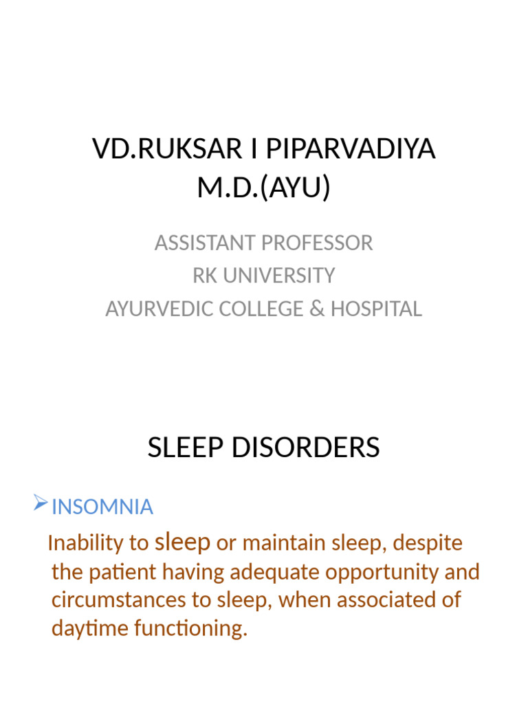 Understanding Sleep Disorders and Treatments | PDF | Sleep | Insomnia