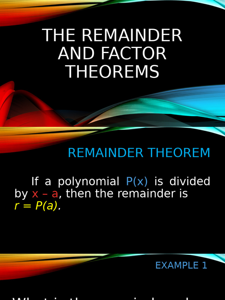 Remainder and Factor Theorems Explained | PDF