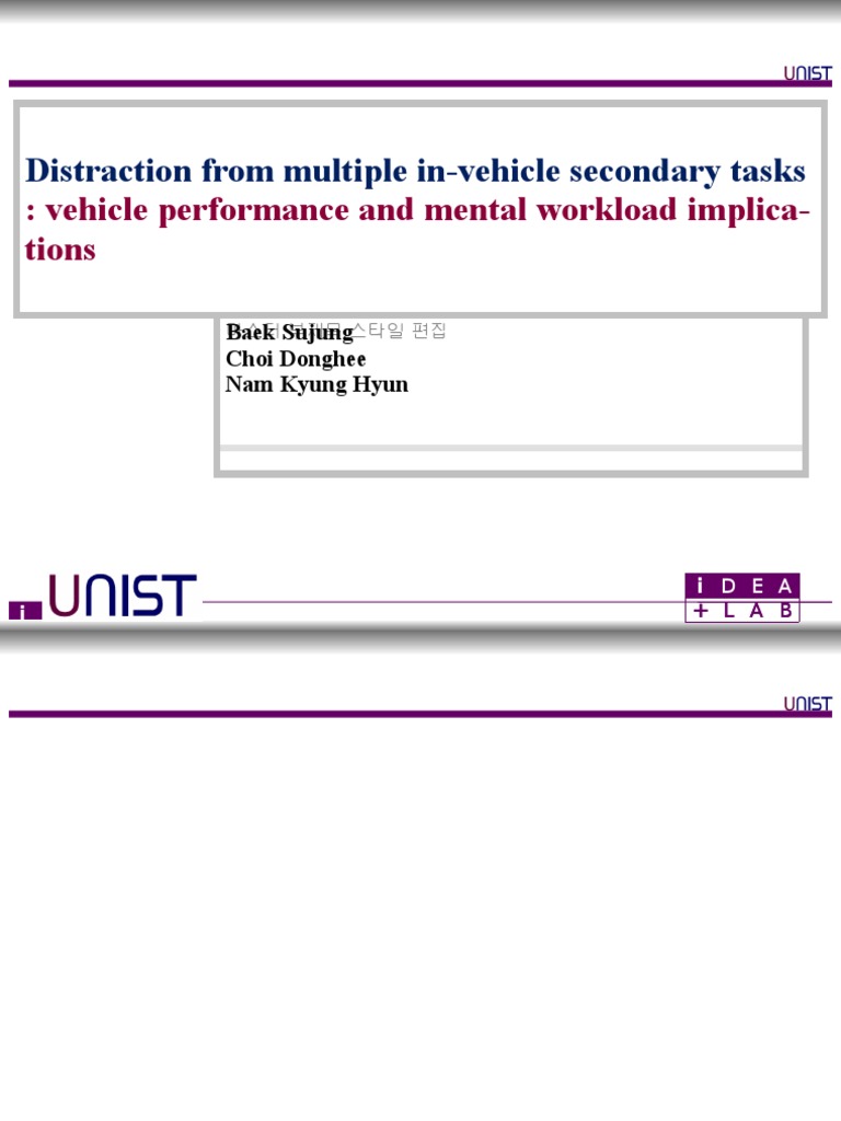 Distraction From Multiple In-Vehicle Secondary Tasks | PDF | Workload ...