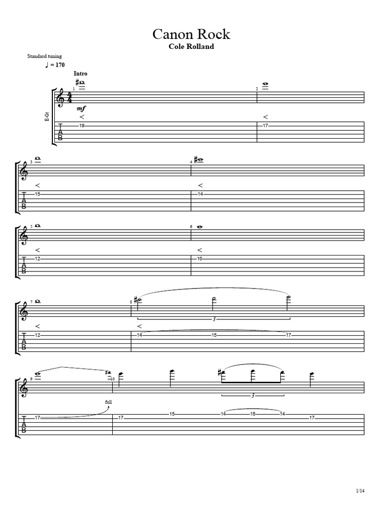 Canon Rock Guitar Tabs and Sheet Music | PDF