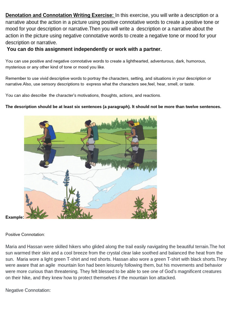 Connotation Writing Exercise Guide | PDF | Hiking