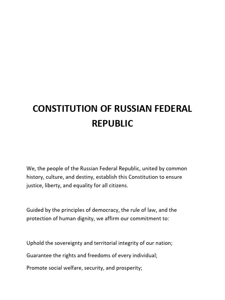 Russian Federal Republic Constitution | PDF | Rule Of Law | Constitution