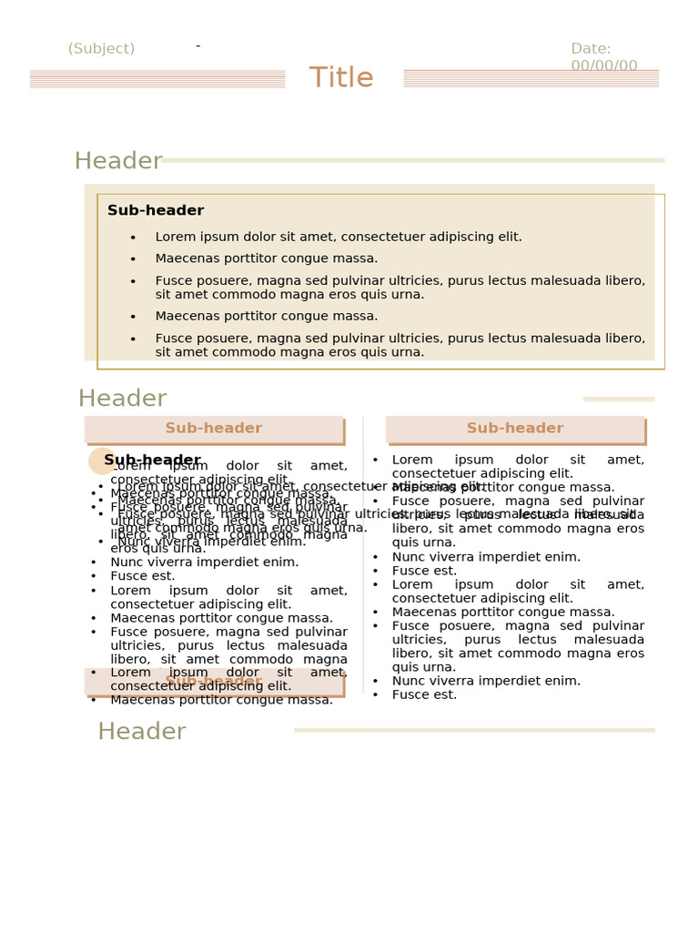 Ms Word Notes Template 1 | PDF