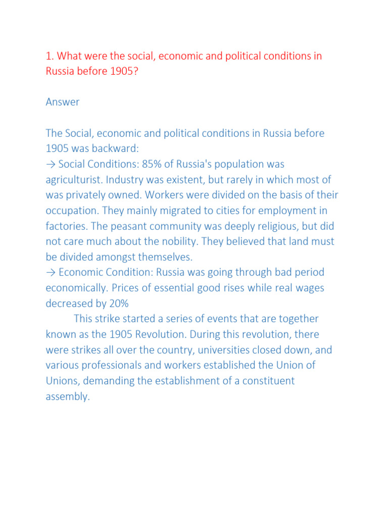 Russia's Pre-1917 Social and Political Landscape | PDF | Bolsheviks ...