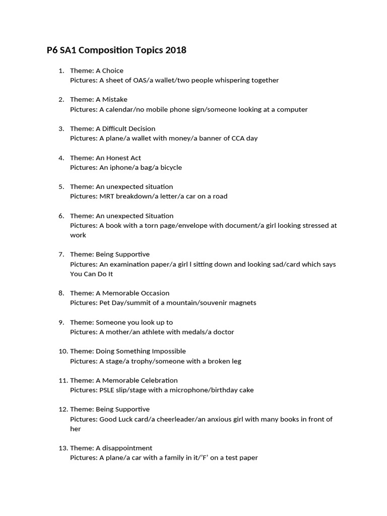 P6 Composition Topics and Themes | PDF