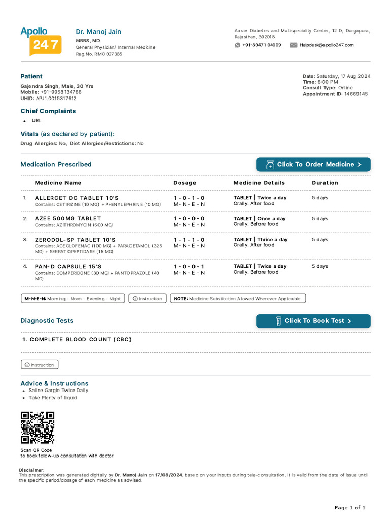 Prescription - 14669145 - 17 08 2024 - Apollo 2471723897853693 | PDF ...