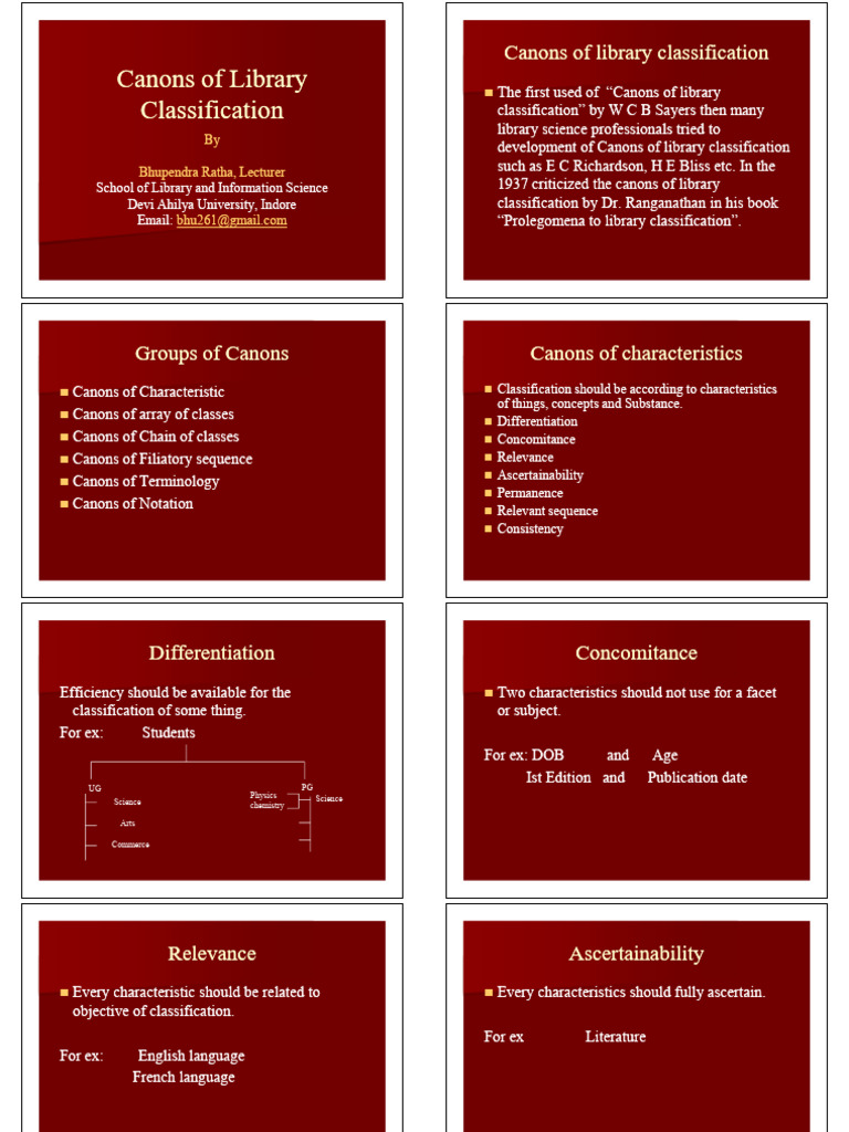 Canons of Library Classification Explained | PDF