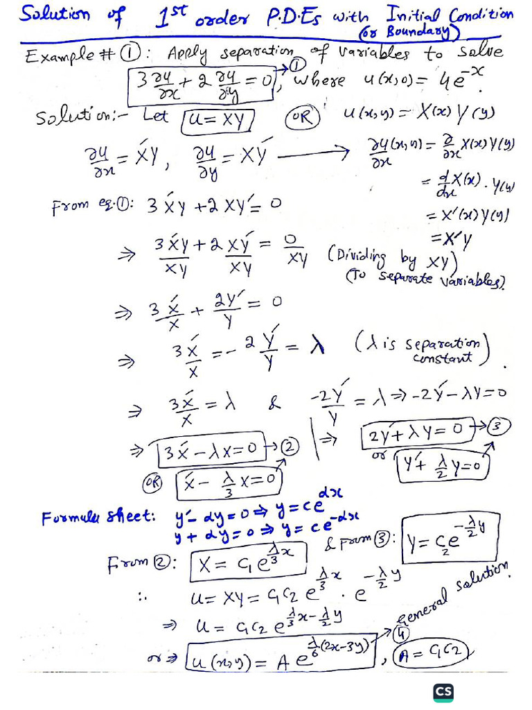 Solution of 1st Order PDEs With Initial Condition | PDF