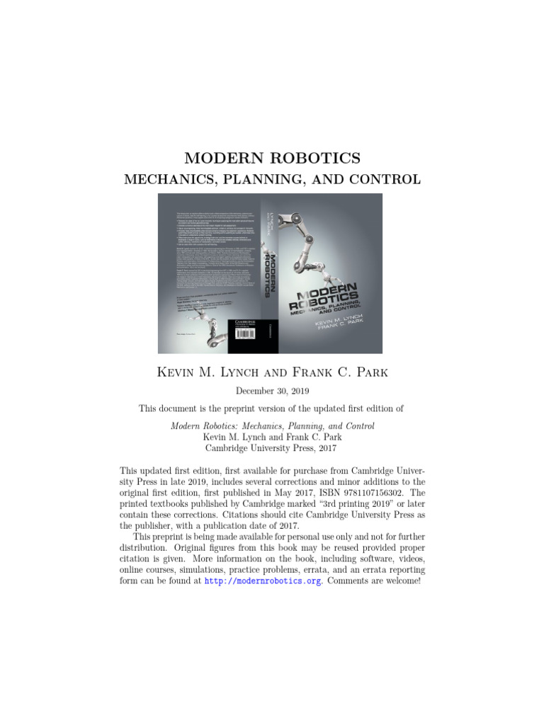 Modern Robotics Mechanics Overview | PDF | Mechanical Engineering ...
