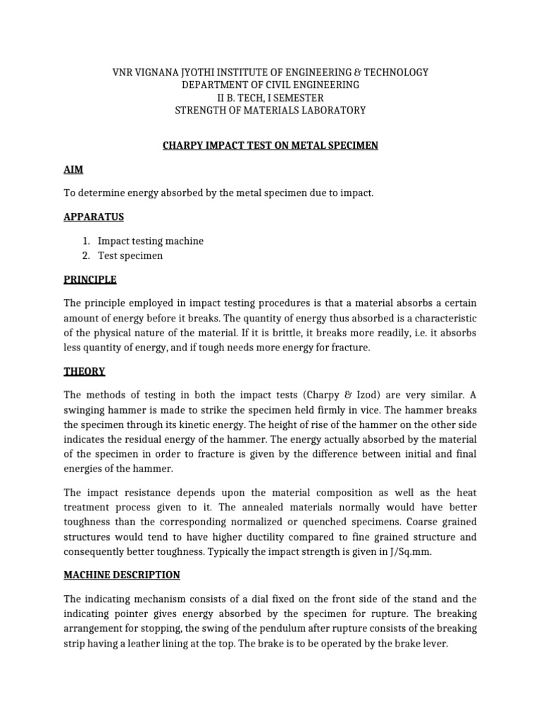 Charpy Impact Test Procedure Guide | PDF | Fracture | Applied And ...