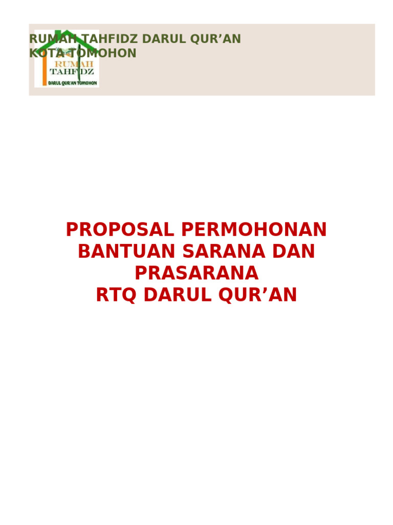 Permohonan Bantuan Sarpas RTQ Tomohon | PDF