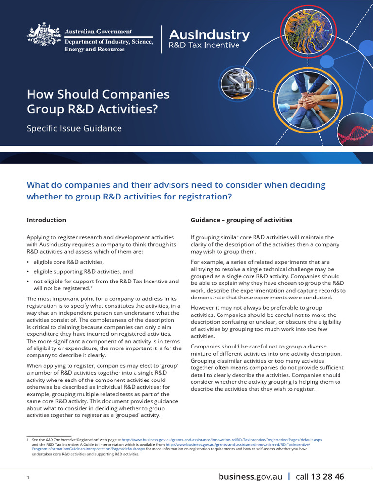 Grouping R&D Activities for Registration | PDF | Hypothesis | Taxes
