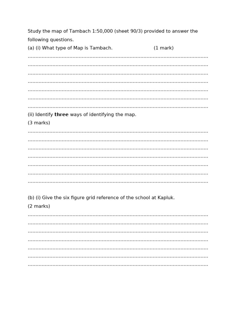 Tambach Map Analysis and Questions | PDF | Cartography | Geographical ...