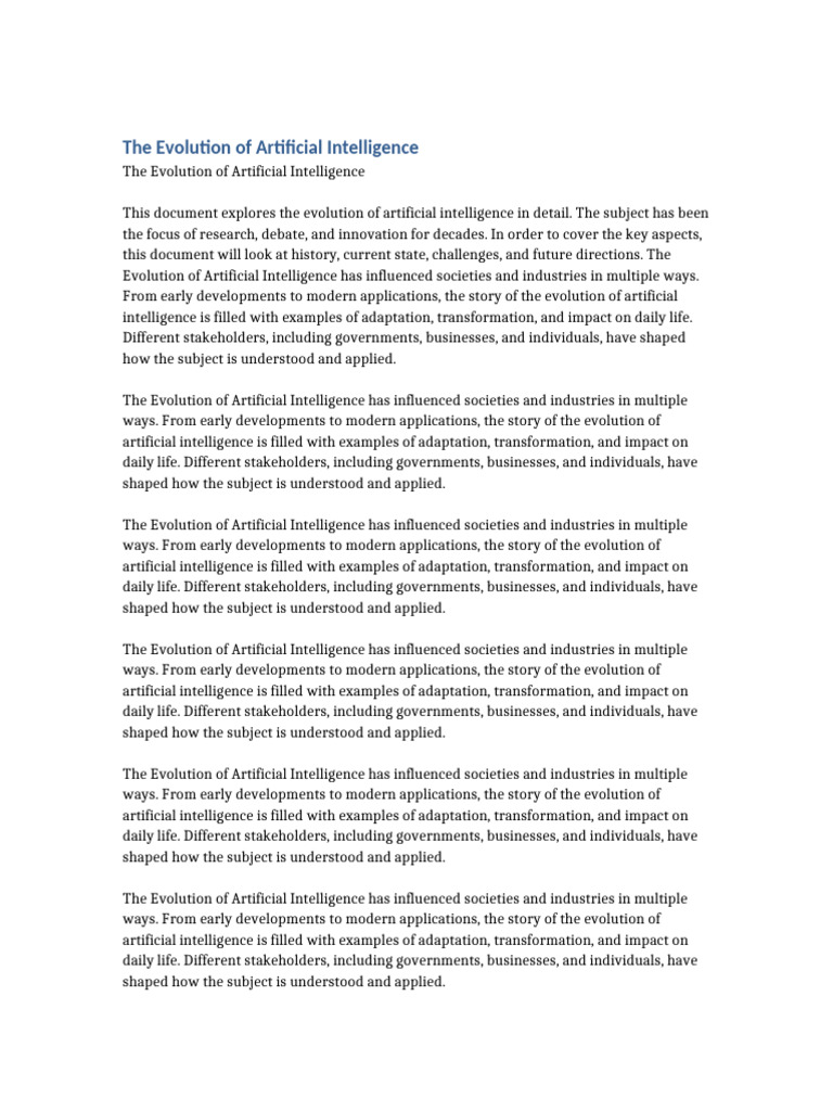 History and Impact of AI Evolution | PDF | Intelligence | Evolution