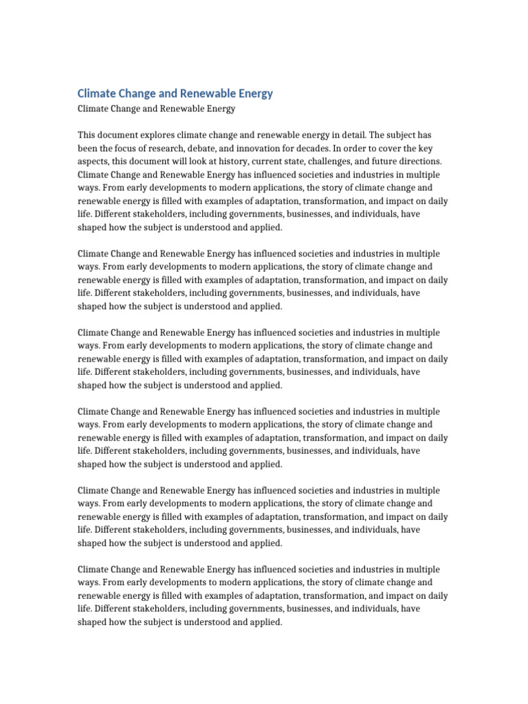 Climate Change's Impact on Renewable Energy | PDF | Climate Change ...