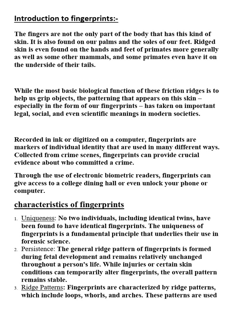 Introduction to Fingerprint Identification | PDF | Fingerprint ...