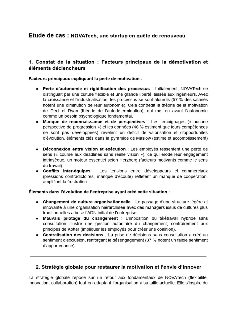 Restauration de la motivation chez NΩVATech | PDF | Motivation | Motivant