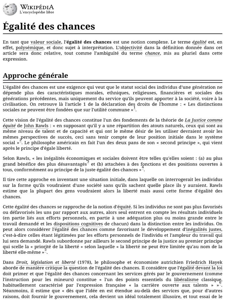 Comprendre l'égalité des chances | PDF | Égalité des chances ...