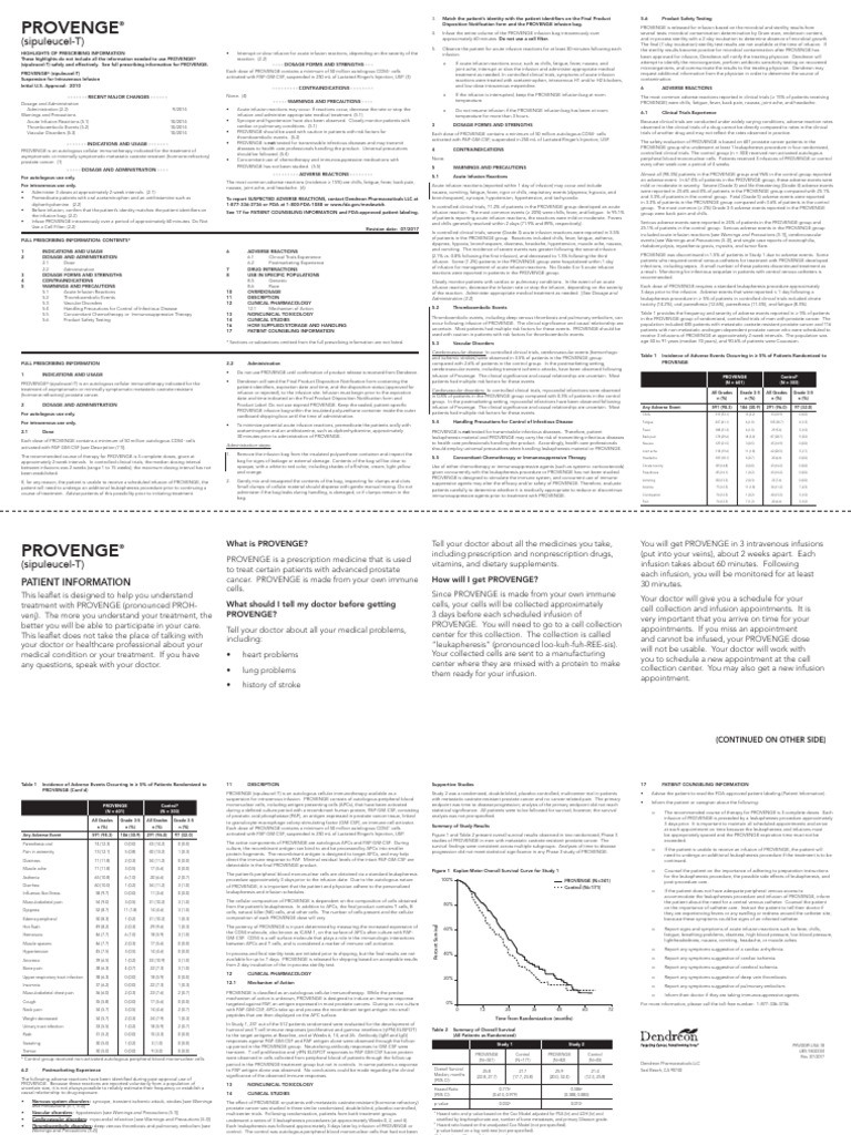 PROVENGE Infusion Guidelines and Safety | PDF | Intravenous Therapy ...