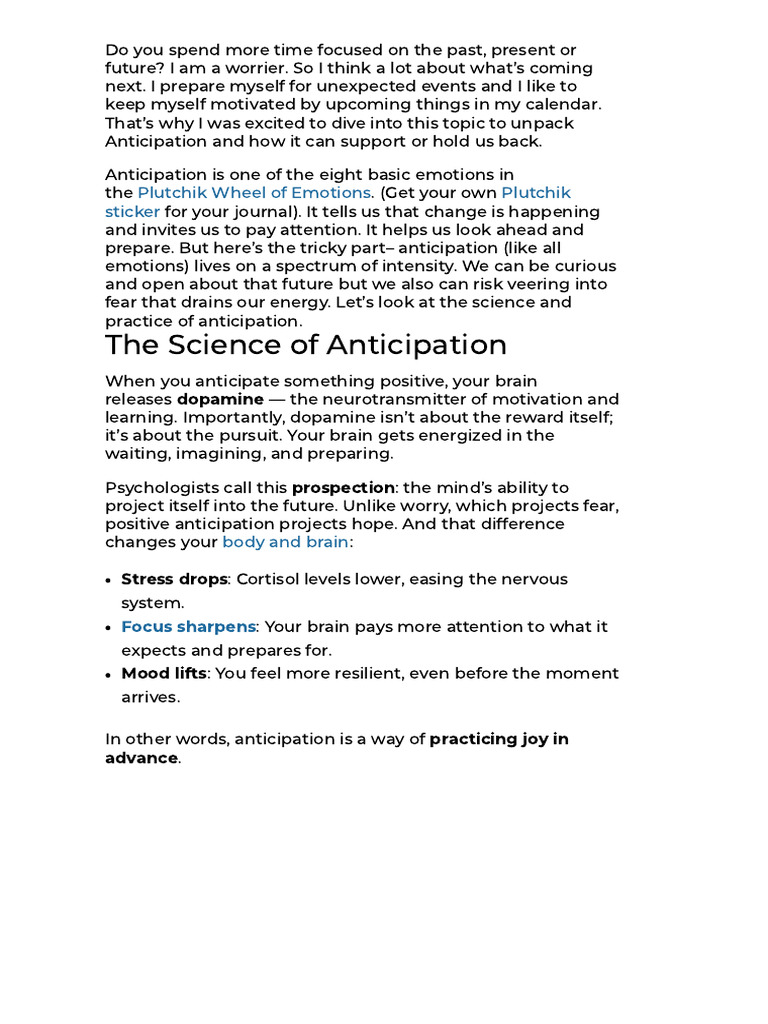 The Power of Anticipation for Resilience | PDF | Psychological ...