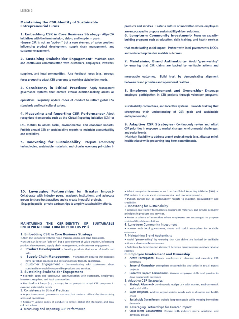 CSR Strategies for Sustainable Firms | PDF | Corporate Social ...