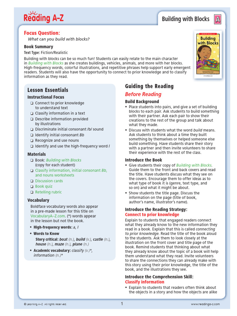 Fun Building Activities with Blocks | PDF | Reading Comprehension | Writing