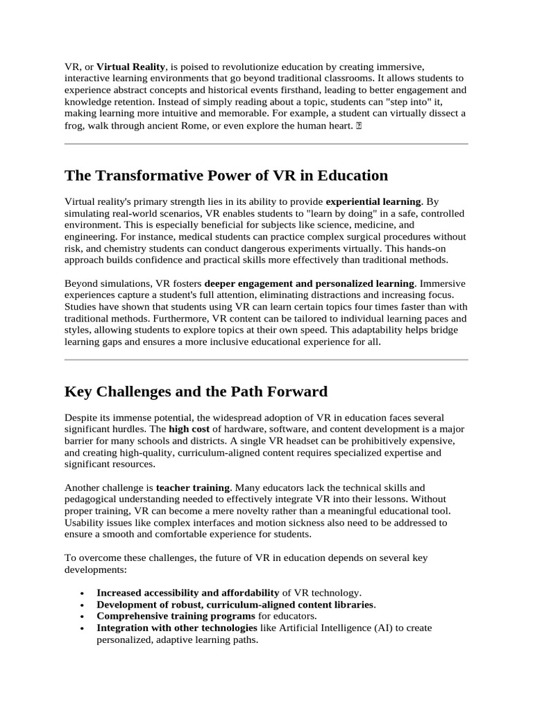 Revolutionizing Education with VR Technology | PDF | Virtual Reality ...