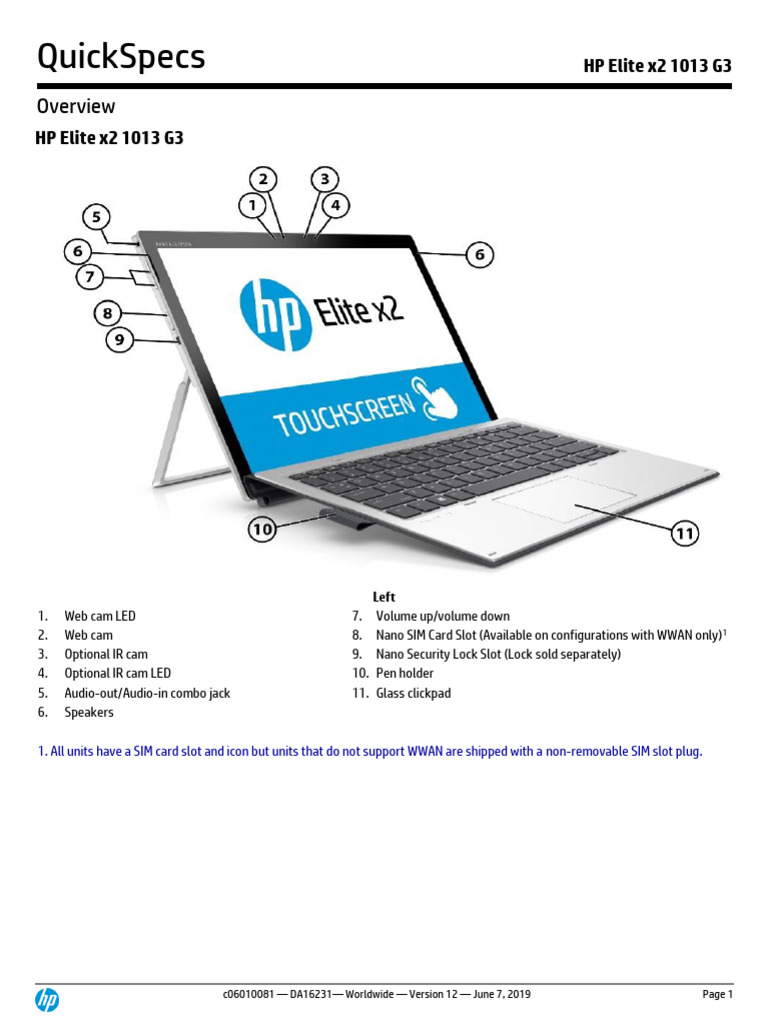 Hp Elite X2 1013 G3 Specifications Pdf Solid State Drive Hard 
