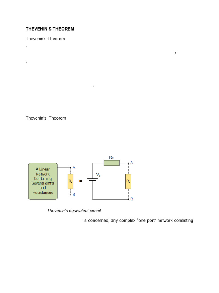 Thevenin Theorem | PDF | Electrical Network | Network Analysis ...