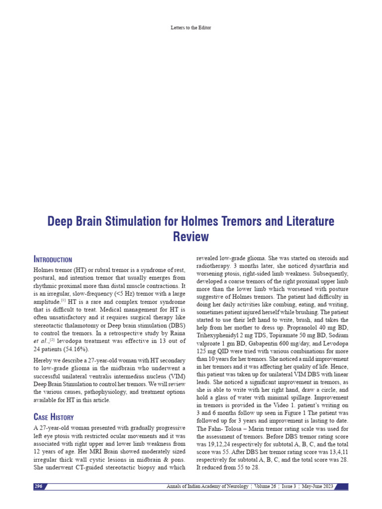 Deep Brain Stimulation For Holmes Tremors And.25 | PDF | Deep Brain ...