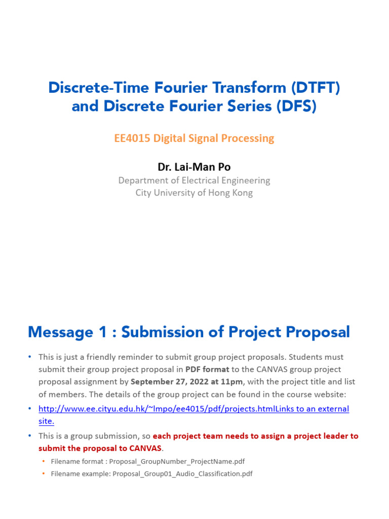 DTFT and DFS in Signal Processing | PDF | Discrete Fourier Transform ...