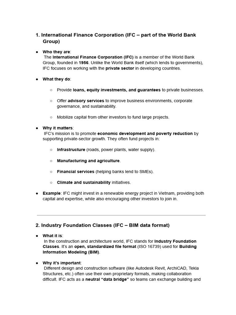 IFC Overview: Finance and BIM Standards | PDF | International Finance ...