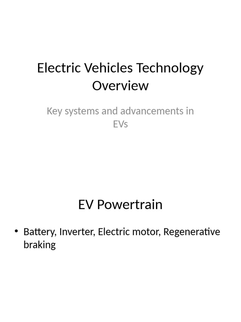 Electric Vehicles Technology Overview | PDF