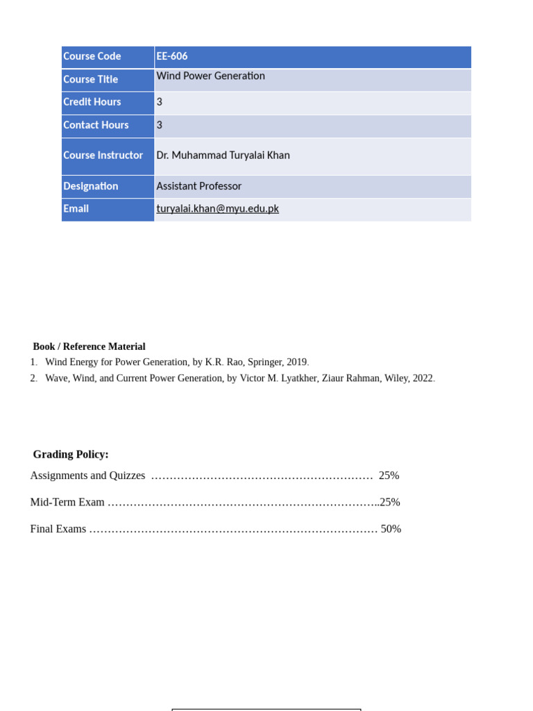 Wind Power Generation Course Overview | PDF
