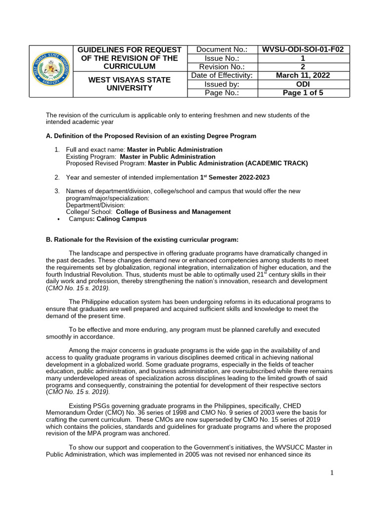 2022 MPA Revised Curriculum | PDF | Statistics | Curriculum