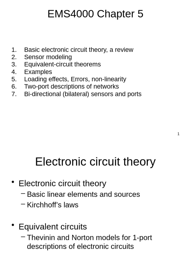 Electronic Circuit Theory Overview | PDF | Network Analysis (Electrical ...
