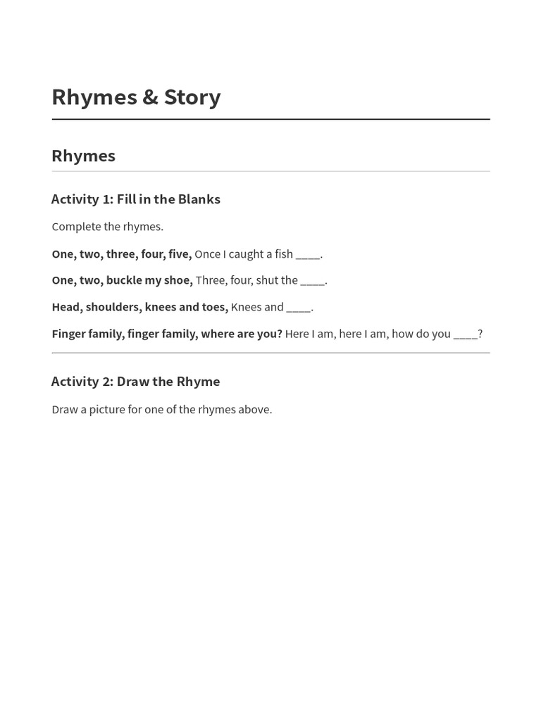 Fun Rhyming Activities for Kids | PDF