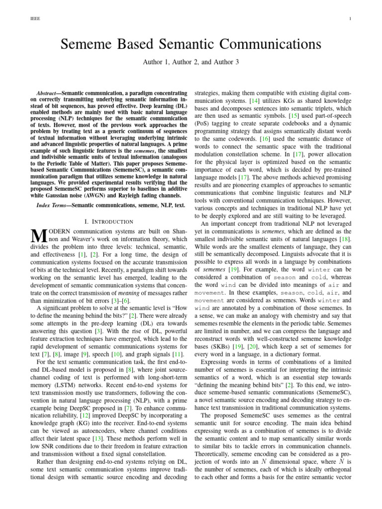 Sememe-Based Semantic Communications | PDF | Semantics | Communication