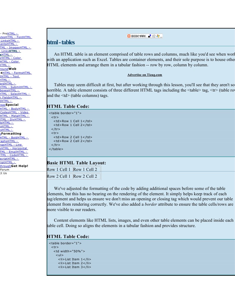 Table Html Element Html