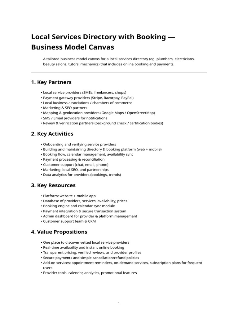 Local Services Directory Business Model | PDF | Computing | Information ...