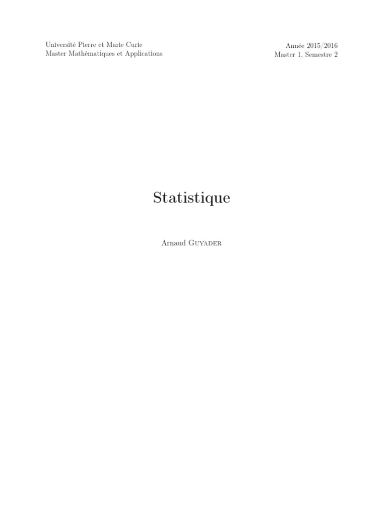 Statistiques et Modélisation Mathématique | PDF | Probabilité | Théorie ...