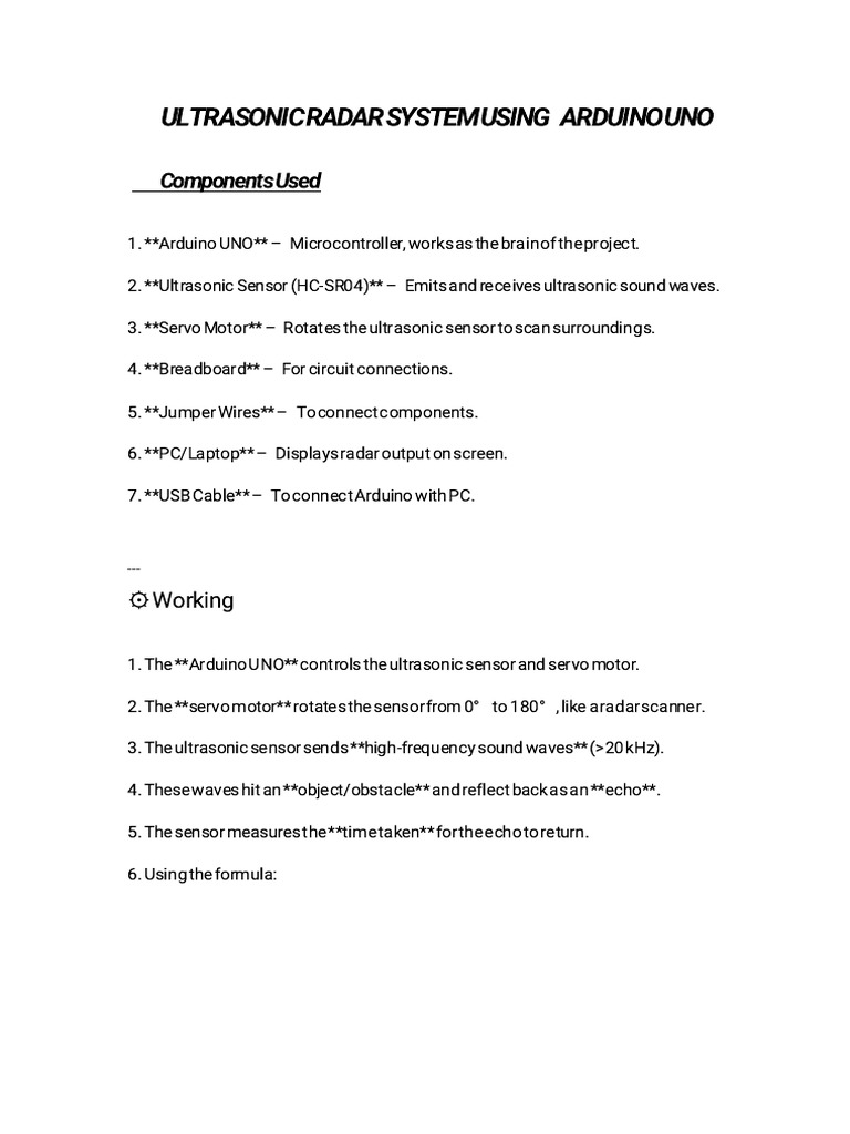 Ultrasonic Radar System Project Overview | PDF | Ultrasound | Arduino