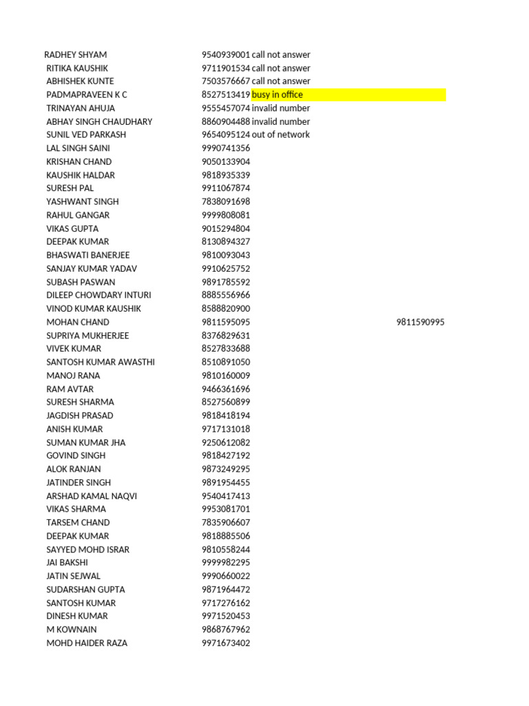Contact List with Call Status Updates | PDF