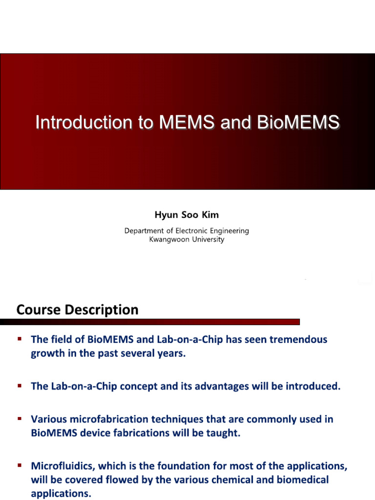 2 Intro To MEMS and BioMEMS | PDF