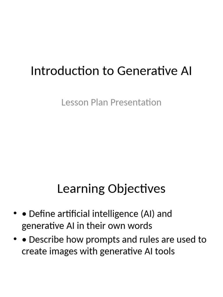 Generative AI Lesson Plan Overview | PDF