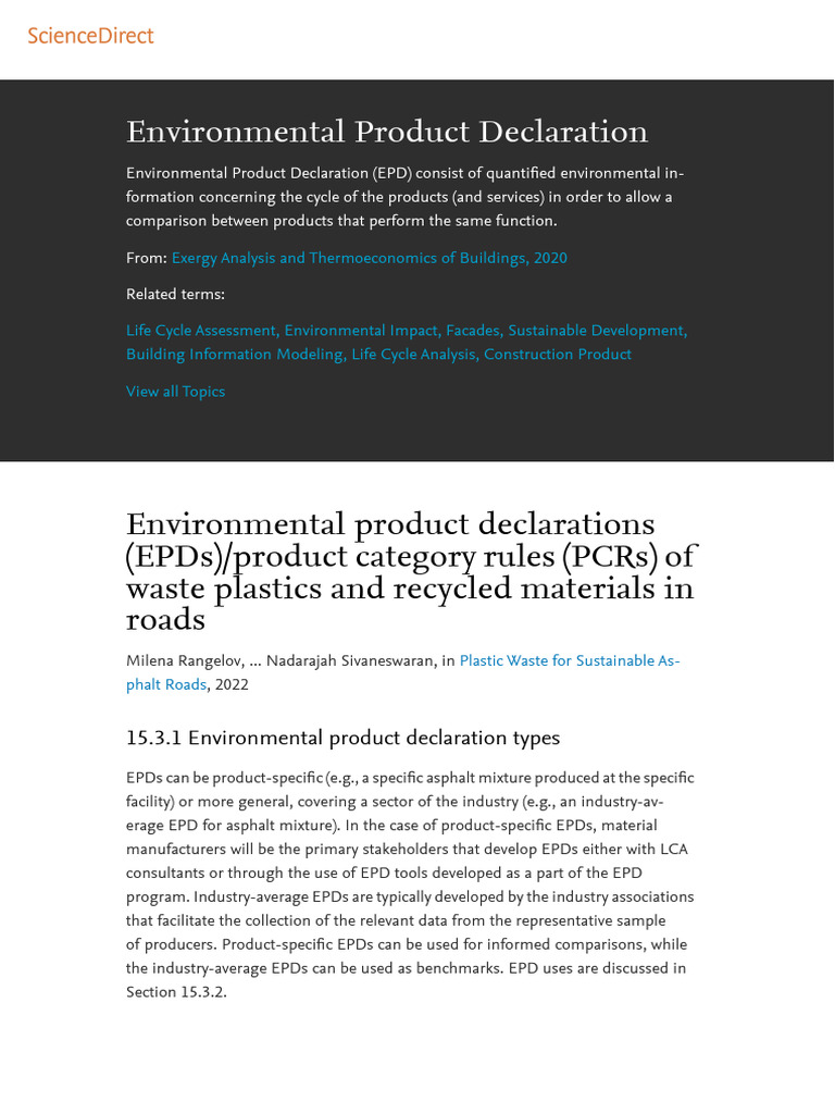 Understanding Environmental Product Declarations | PDF | Life Cycle ...