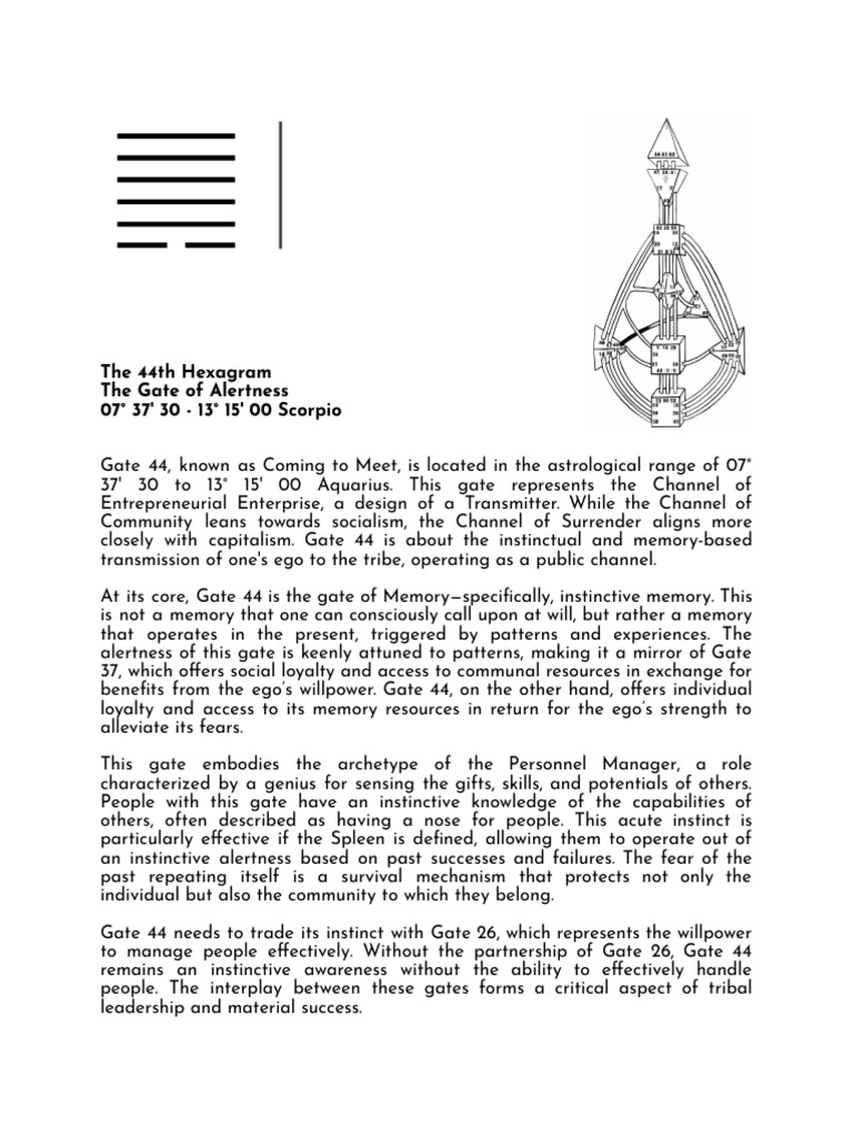 Gate 44: The Gate of Alertness Explained | PDF | Well Being | Wisdom
