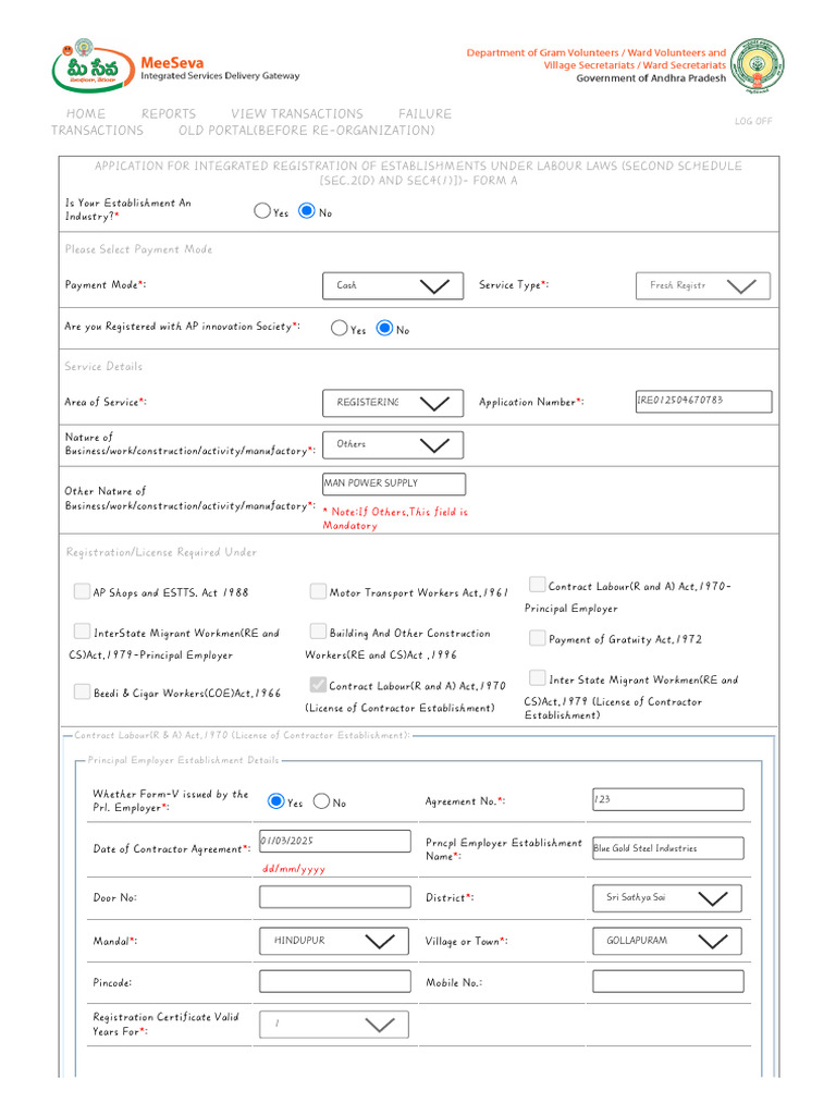 Integrated Registration Application Form | PDF | Fee | Business