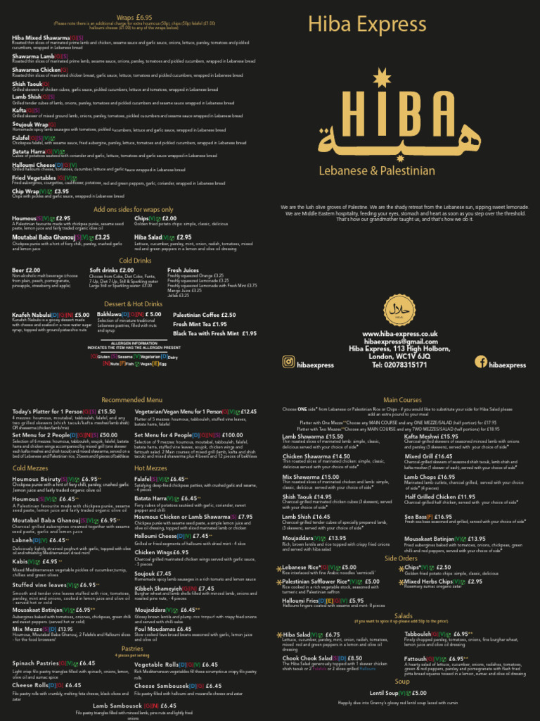 Hiba Express Menu Overview | PDF | Mediterranean Cuisine | Food And Drink