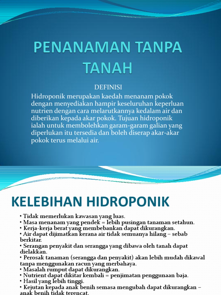 Penanaman Tanpa Tanah Pdf
